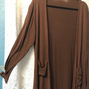 Brown Soft Cardigan with Pockets – Size 3X